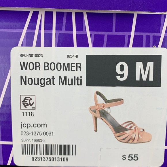 Worthington Boomer Buckle Open Toe Nougat Multi Heel Size 9 - Picture 8 of 8